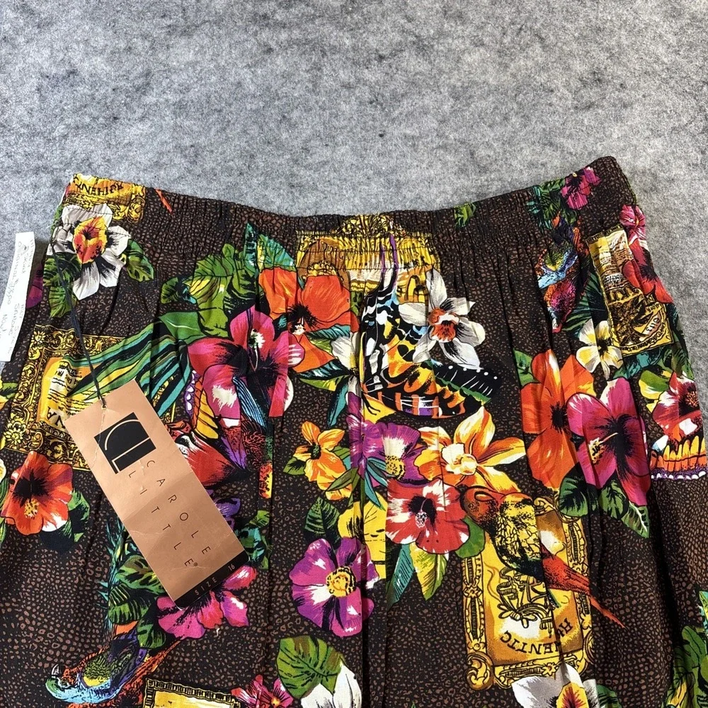 New Vintage Carole Little Skirt Women's 16 Sarong Bright Tropical Floral Beach